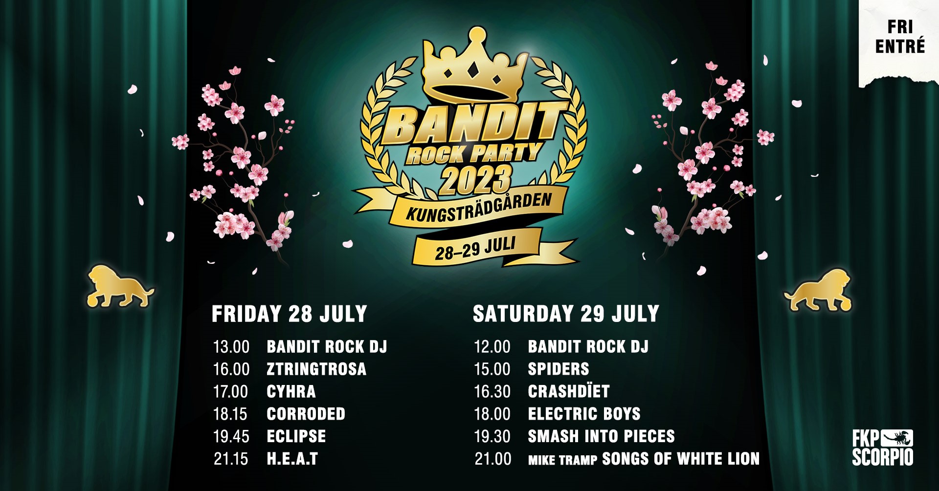 Spelschemat klart för Bandit Rock Party 2023 i Kungsträdgården